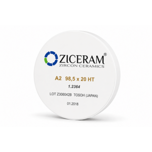 Заготовки диоксида циркония Ziceram с оттенком А2, 98,5 х 20 НТ