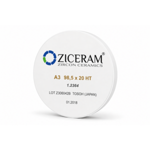 Заготовки диоксида циркония Ziceram с оттенком А3, 98,5 х 20 НТ